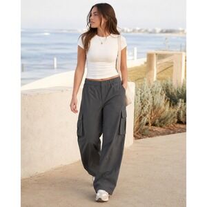 Wilo The Label Parachute Fly Cargo Pants Gunmetal Grey WL-24-135 S NWT